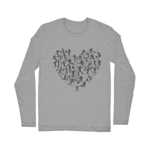 SKIING HEART_Grey Classic Long Sleeve T-Shirt Apparel Light Grey Unisex S