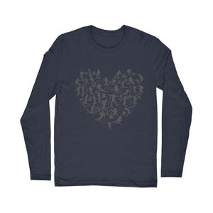 SKIING HEART_Grey Classic Long Sleeve T-Shirt Apparel NAVY Unisex S