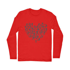 SKIING HEART_Grey Classic Long Sleeve T-Shirt Apparel Red Unisex S