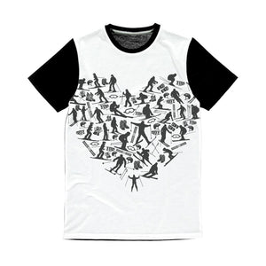 SKIING HEART_Grey Classic Sublimation Panel T-Shirt Apparel XS 