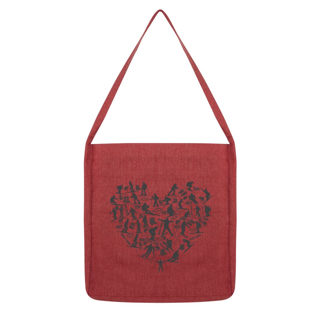 SKIING HEART_Grey Classic Tote Bag Accessories Melange Red 