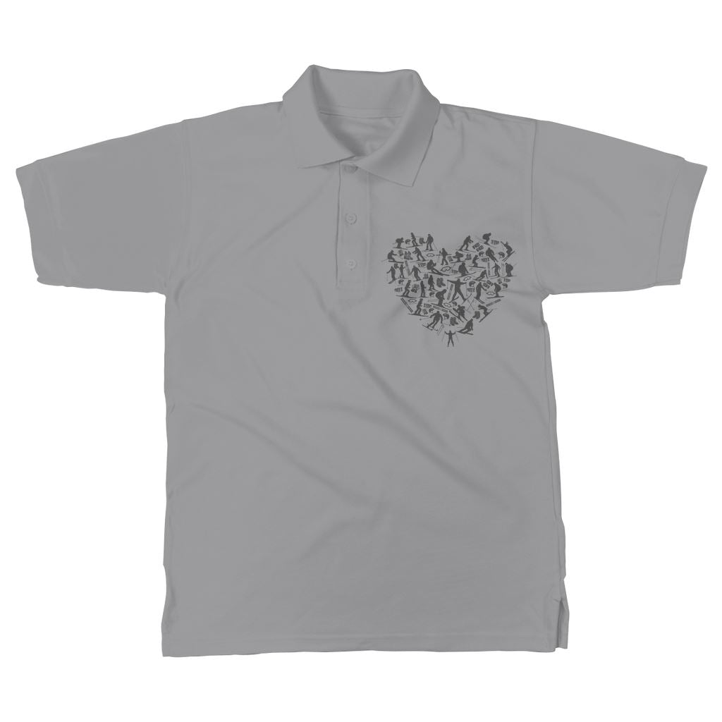 SKIING HEART_Grey Classic Women's Polo Shirt Apparel Light Grey Unisex S