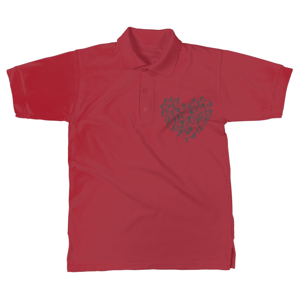 SKIING HEART_Grey Classic Women's Polo Shirt Apparel Red Unisex S