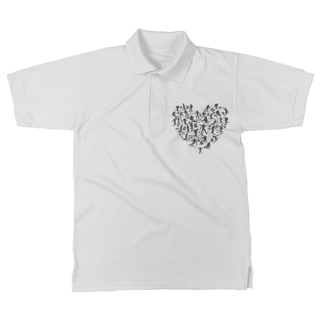 SKIING HEART_Grey Classic Women's Polo Shirt Apparel White Unisex S