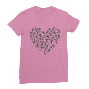 SKIING HEART_Grey Classic Women's T-Shirt Apparel Azalea Female S