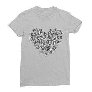 SKIING HEART_Grey Classic Women's T-Shirt Apparel Light Grey Female S