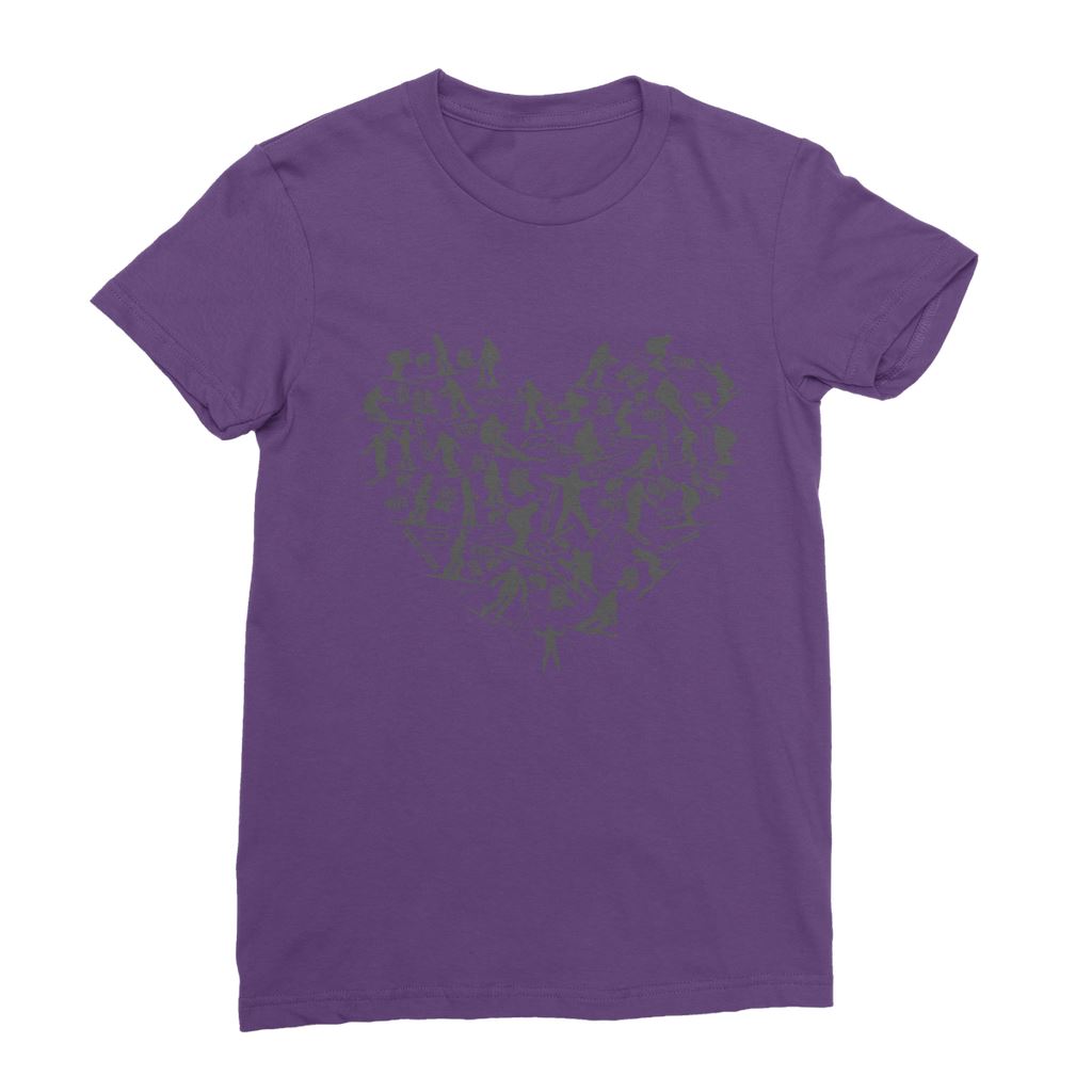 SKIING HEART_Grey Classic Women's T-Shirt Apparel Purple Female S