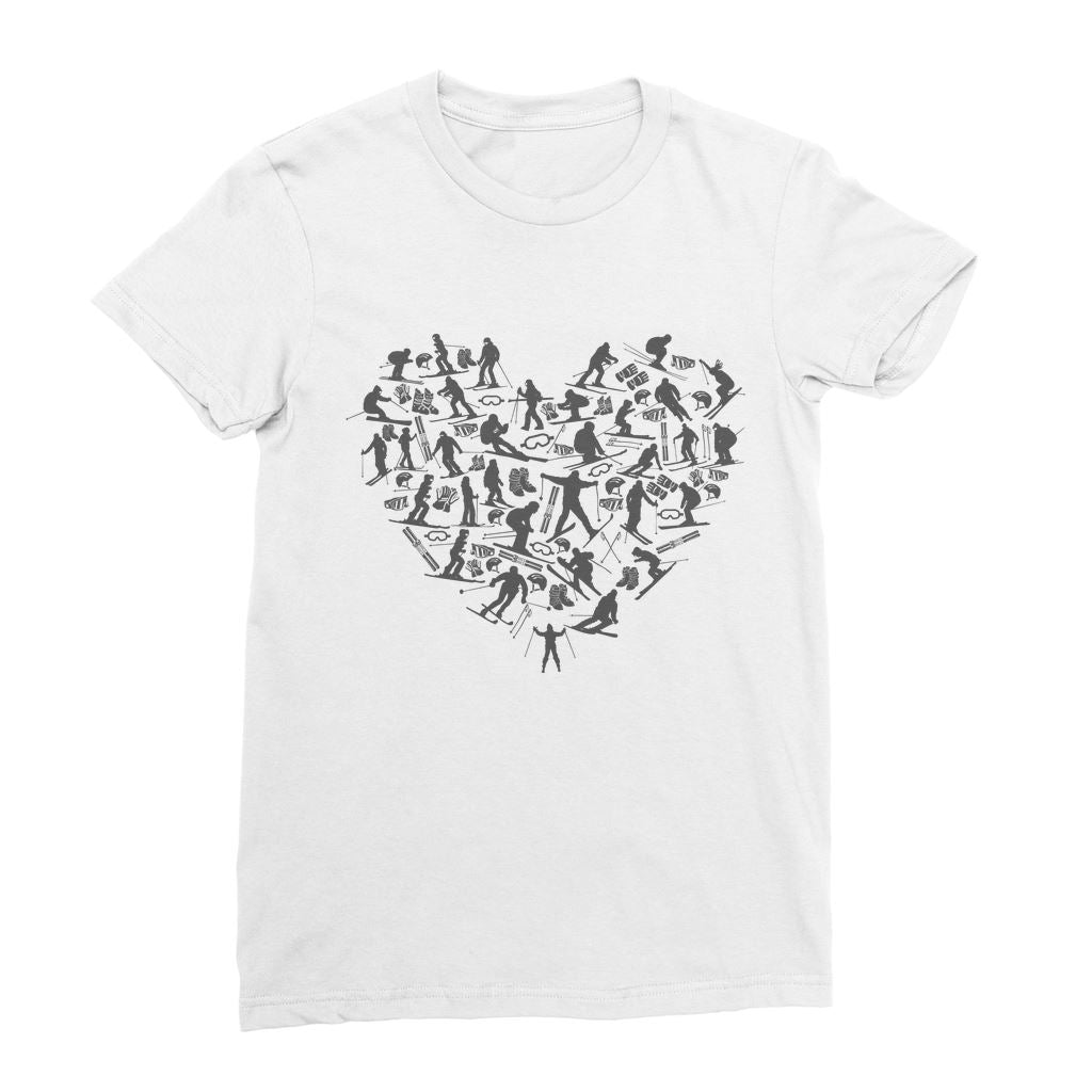 SKIING HEART_Grey Classic Women's T-Shirt Apparel White Female S
