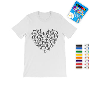 SKIING HEART_Grey Colouring T-Shirt Apparel Kids Colouring T-Shirt 3 TO 4 