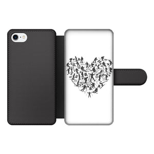 SKIING HEART_Grey Front Printed Wallet Cases Accessories Apple iPhone 7/8 Front Printed Wallet Case Black&White 