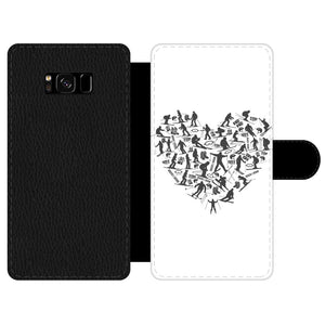 SKIING HEART_Grey Front Printed Wallet Cases Accessories Samsung Galaxy S8 Front Printed Wallet Case Black&White 