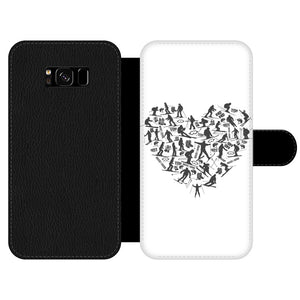 SKIING HEART_Grey Front Printed Wallet Cases Accessories Samsung Galaxy S8 Plus Front Printed Wallet Case Black&White 