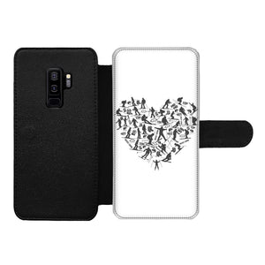 SKIING HEART_Grey Front Printed Wallet Cases Accessories Samsung Galaxy S9 Plus Front Printed Wallet Case Black&White 