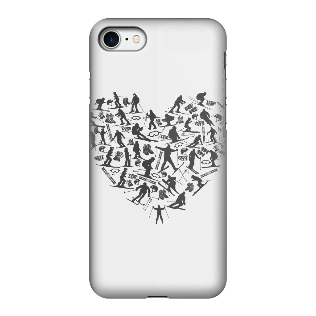 SKIING HEART_Grey Fully Printed Tough Phone Case Accessories Apple iPhone 7/8 Fully Printed Tough Case Black & White 