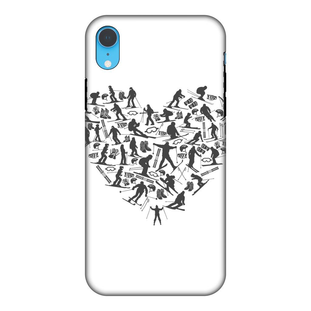 SKIING HEART_Grey Fully Printed Tough Phone Case Accessories Apple iPhone Xr Fully Printed Tough Case Black & White 