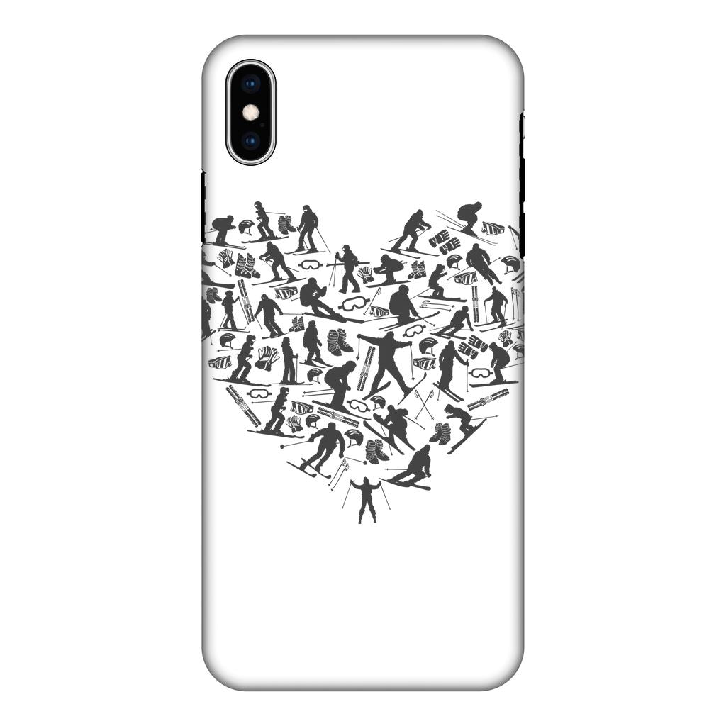 SKIING HEART_Grey Fully Printed Tough Phone Case Accessories Apple iPhone Xs Max Fully Printed Tough Case Black & White 