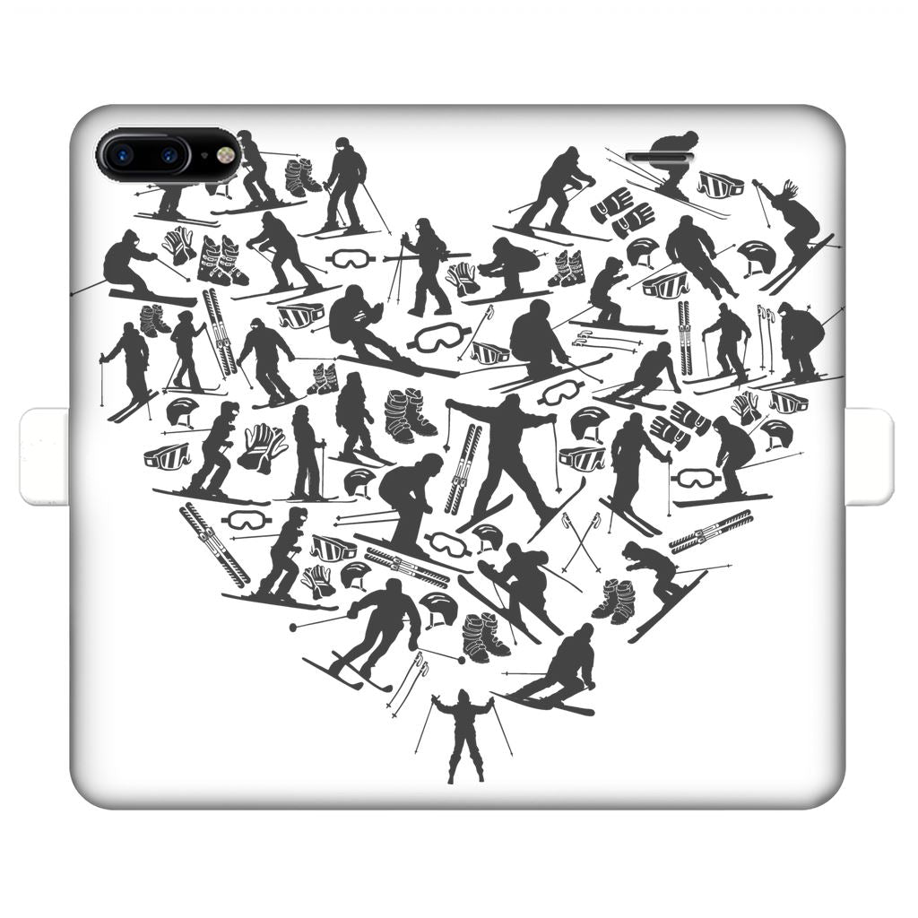 SKIING HEART_Grey Fully Printed Wallet Cases Accessories Apple iPhone 7-8 Plus Fully Printed Wallet Case Black&White 