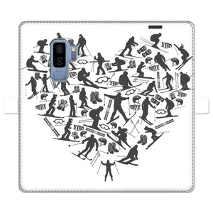 SKIING HEART_Grey Fully Printed Wallet Cases Accessories Samsung Galaxy S9 Fully Printed Wallet Case Black&White 
