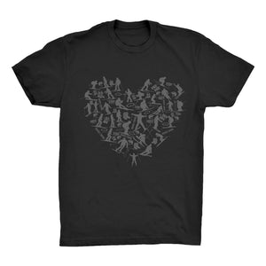 SKIING HEART_Grey Organic Adult T-Shirt Apparel Black Unisex XS