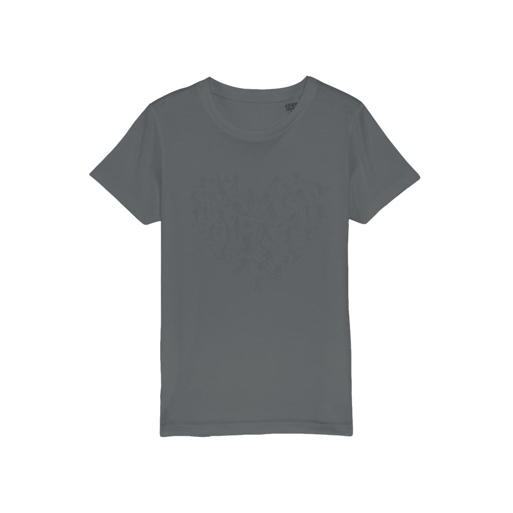 SKIING HEART_Grey Organic Jersey Kids T-Shirt Apparel Dark Grey Unisex 3/4 years