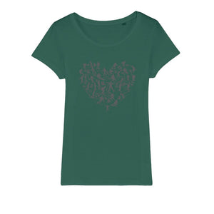 SKIING HEART_Grey Organic Jersey Womens T-Shirt Apparel Dark Green Womens XS (EU) / XSS (US)