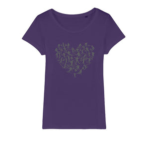 SKIING HEART_Grey Organic Jersey Womens T-Shirt Apparel Purple Womens XS (EU) / XSS (US)