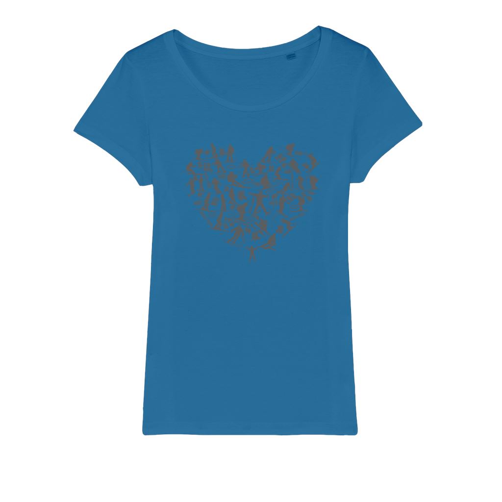 SKIING HEART_Grey Organic Jersey Womens T-Shirt Apparel Royal Blue Womens XS (EU) / XSS (US)