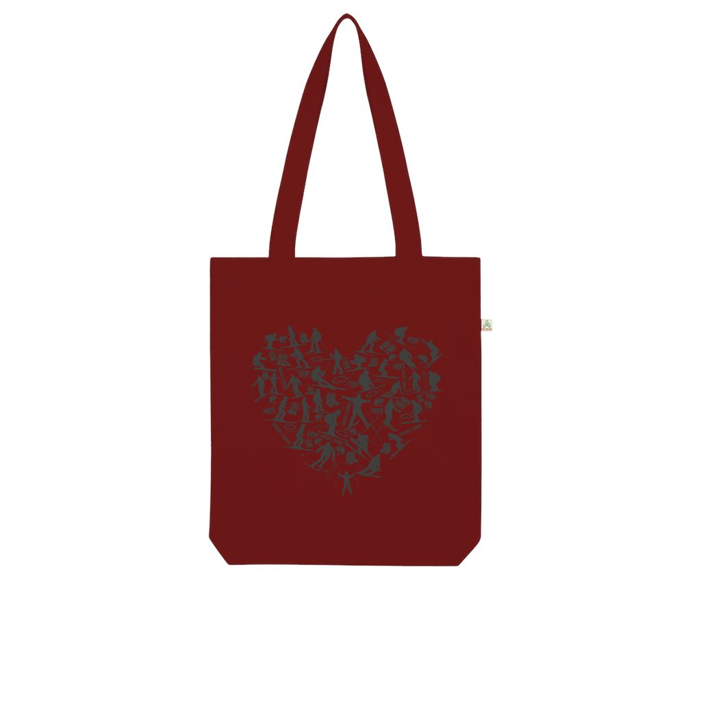 SKIING HEART_Grey Organic Tote Bag Accessories BURGUNDY Unisex Onesize