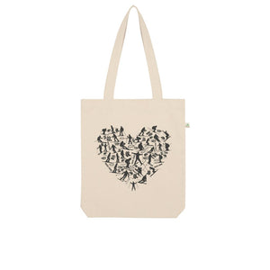 SKIING HEART_Grey Organic Tote Bag Accessories NATURAL Unisex Onesize