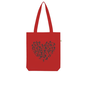 SKIING HEART_Grey Organic Tote Bag Accessories RED Unisex Onesize