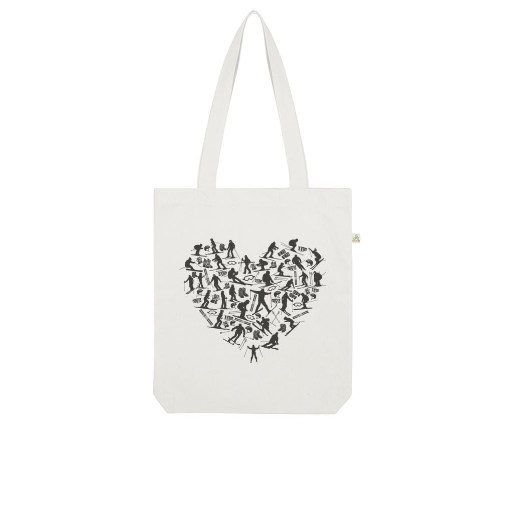 SKIING HEART_Grey Organic Tote Bag Accessories WHITE Unisex Onesize