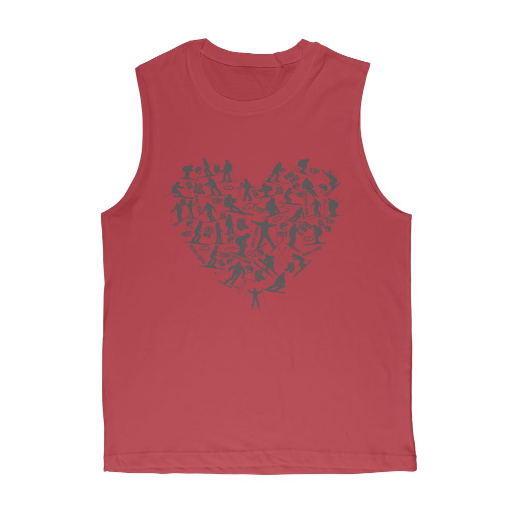 SKIING HEART_Grey Premium Adult Muscle Top Apparel Red Unisex S