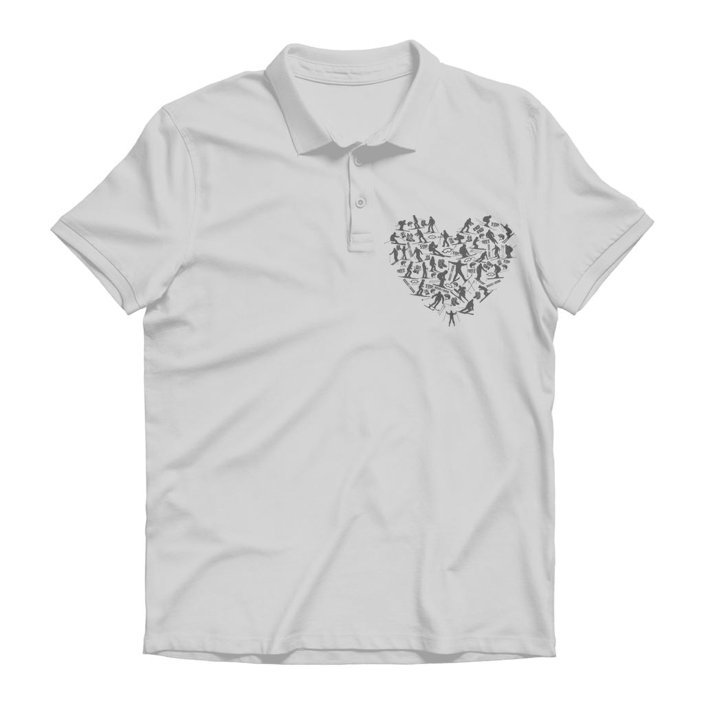 SKIING HEART_Grey Premium Adult Polo Shirt Apparel Ash Unisex S