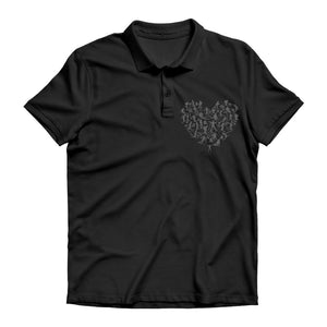 SKIING HEART_Grey Premium Adult Polo Shirt Apparel Black Unisex S