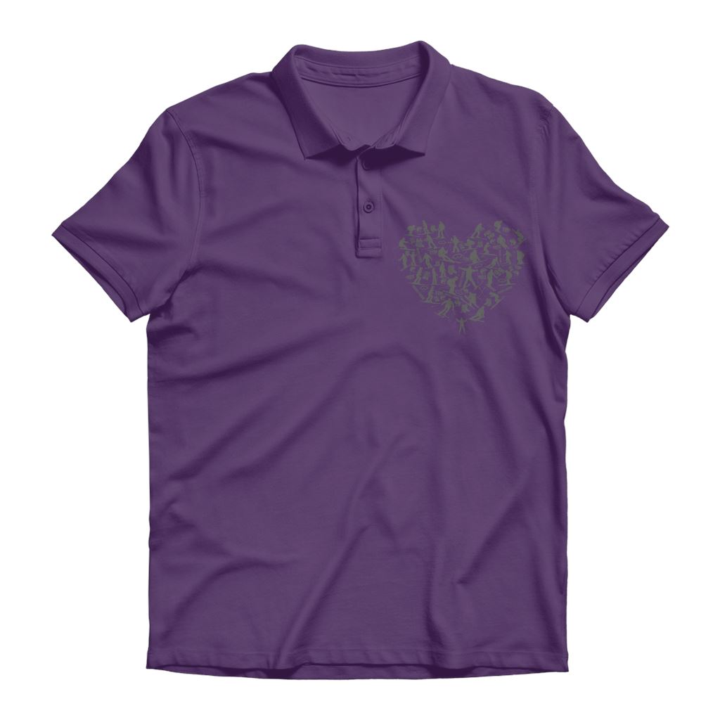 SKIING HEART_Grey Premium Adult Polo Shirt Apparel Purple Unisex S