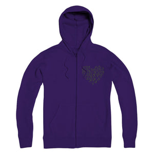 SKIING HEART_Grey Premium Adult Zip Hoodie Apparel Purple S 