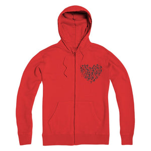 SKIING HEART_Grey Premium Adult Zip Hoodie Apparel Red S 