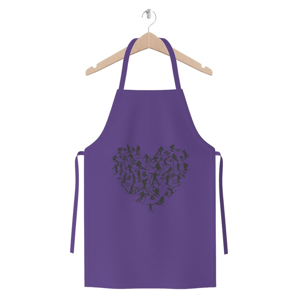SKIING HEART_Grey Premium Jersey Apron Apparel Purple 