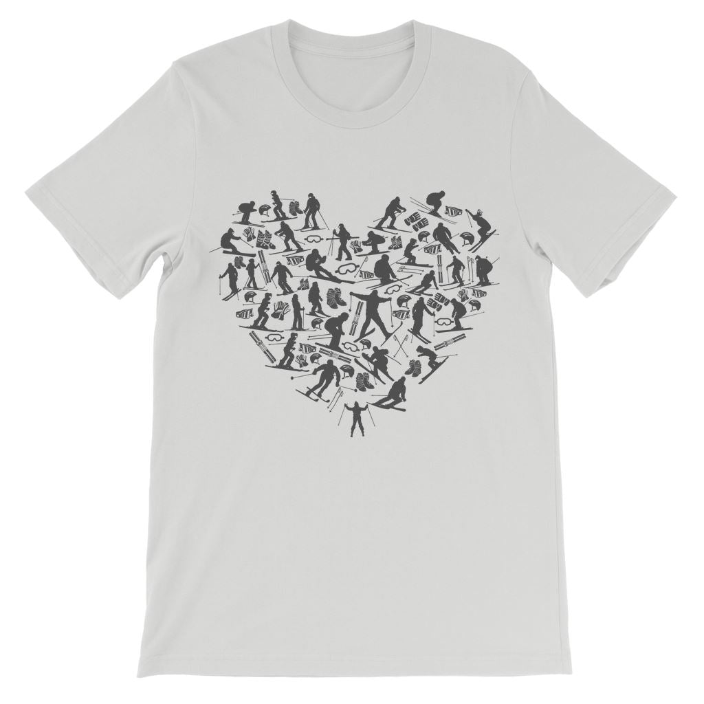 SKIING HEART_Grey Premium Kids T-Shirt Apparel Ash 3 to 4 Years 