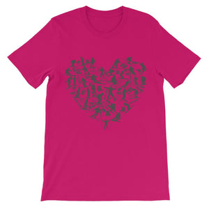 SKIING HEART_Grey Premium Kids T-Shirt Apparel Hot Pink 3 to 4 Years 