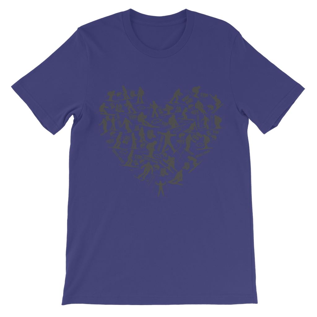 SKIING HEART_Grey Premium Kids T-Shirt Apparel Indigo 3 to 4 Years 