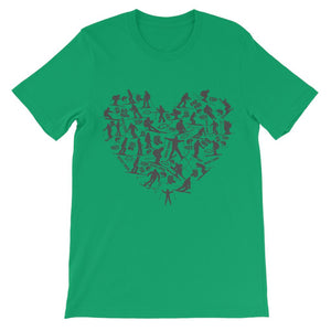 SKIING HEART_Grey Premium Kids T-Shirt Apparel Kelly Green 3 to 4 Years 