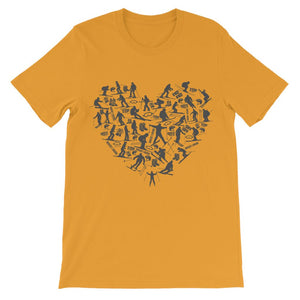 SKIING HEART_Grey Premium Kids T-Shirt Apparel Orange 1 to 2 Years 