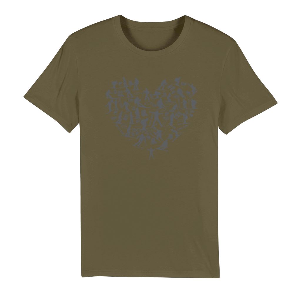 SKIING HEART_Grey Premium Organic Adult T-Shirt Apparel British Khaki Unisex XS (EU) / XXS (US)