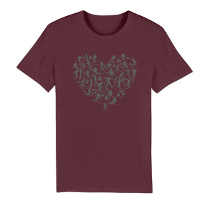 SKIING HEART_Grey Premium Organic Adult T-Shirt Apparel Burgundy Unisex XS (EU) / XXS (US)