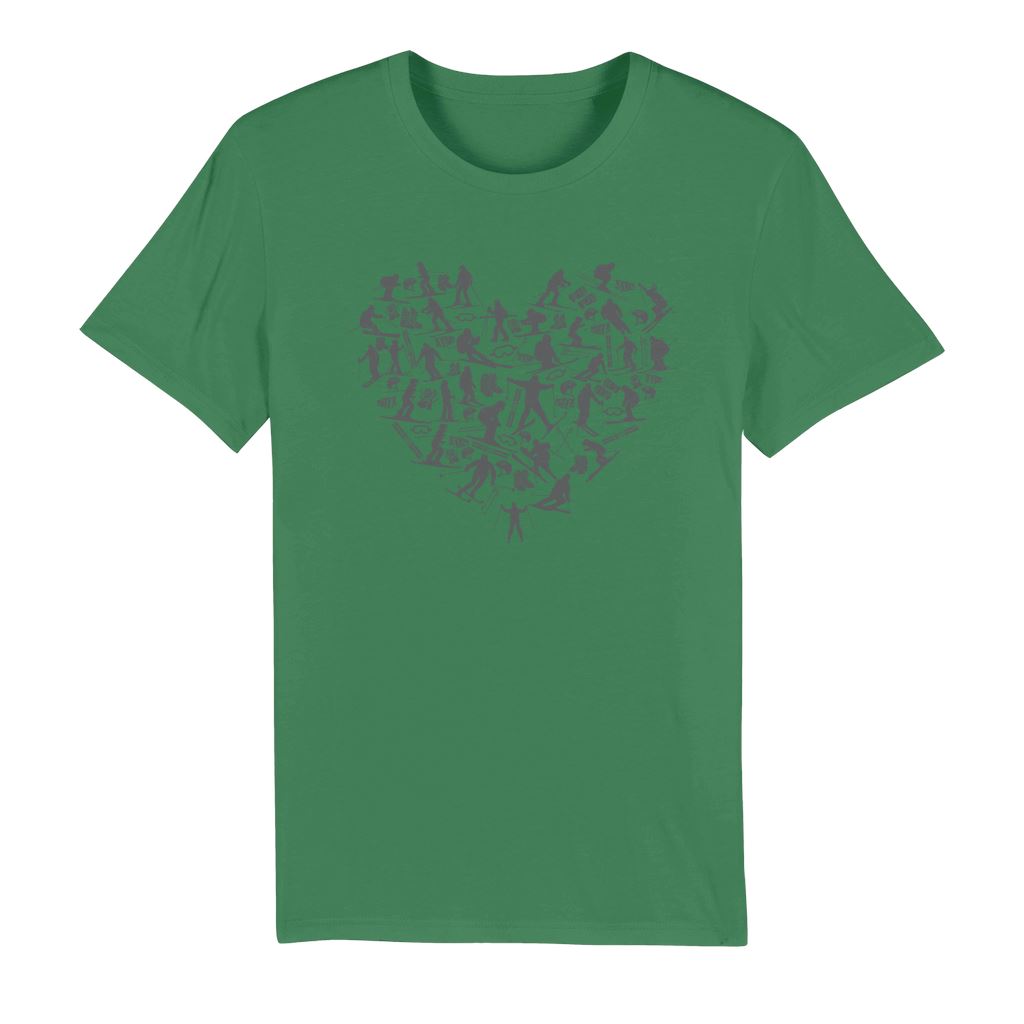 SKIING HEART_Grey Premium Organic Adult T-Shirt Apparel Green Unisex XS (EU) / XXS (US)
