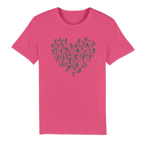 SKIING HEART_Grey Premium Organic Adult T-Shirt Apparel Hot Pink Unisex XS (EU) / XXS (US)