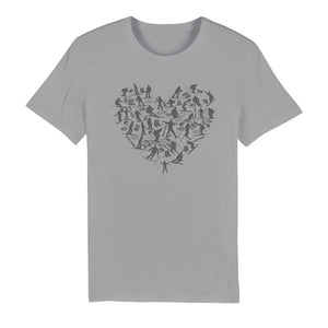 SKIING HEART_Grey Premium Organic Adult T-Shirt Apparel Light Grey Unisex XS (EU) / XXS (US)