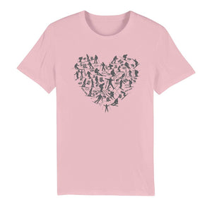 SKIING HEART_Grey Premium Organic Adult T-Shirt Apparel Light Pink Unisex XS (EU) / XXS (US)
