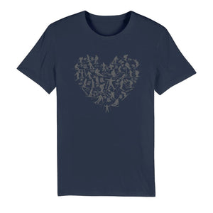 SKIING HEART_Grey Premium Organic Adult T-Shirt Apparel Navy Unisex XS (EU) / XXS (US)